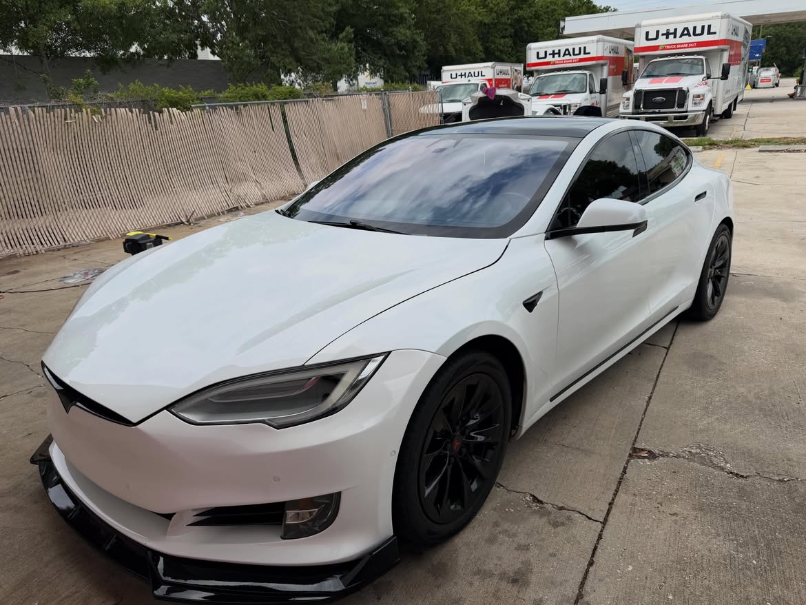 White Tesla Model S detailed by Acton Detailing in the Tampa Bay area